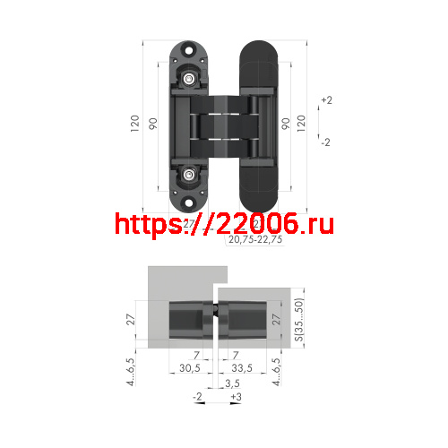 Петля Armadillo (Армадилло) скрытой установки U3D7000 BL (12060UN3D) черный TECH фото 2 Петля Armadillo (Армадилло) скрытой установки U3D7000 BL (12060UN3D) черный TECH фото 2