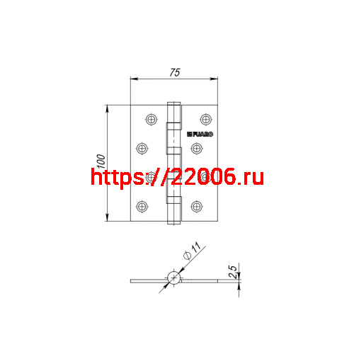 Универсальная петля Fuaro 4BB 100x75x2,5 мм CF «кофе» фото 3 Универсальная петля Fuaro 4BB 100x75x2,5 мм CF «кофе» фото 3