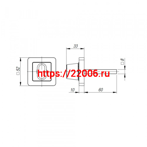 Ручка Punto (Пунто) поворотная BKW8 QR CP/SN-8 хром/мат. никель без отв. части, М4х25 - 2 шт., Квадрат 8х60 мм фото 2 Ручка Punto (Пунто) поворотная BKW8 QR CP/SN-8 хром/мат. никель без отв. части, М4х25 - 2 шт., Квадрат 8х60 мм фото 2