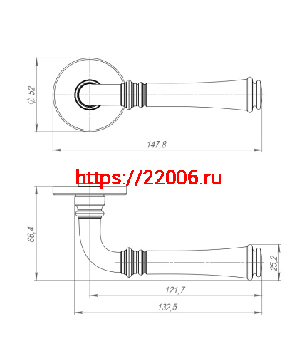 Ручка Punto (Пунто) раздельная R.ARC.R52.SORENTO BL-24 черный ТРОСИК фото 4