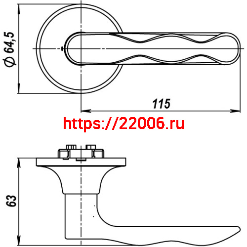 Ручка Punto (Пунто) защелка DK624 SN-PS (6024 SN-P) (без фик.) мат. никель фото 3