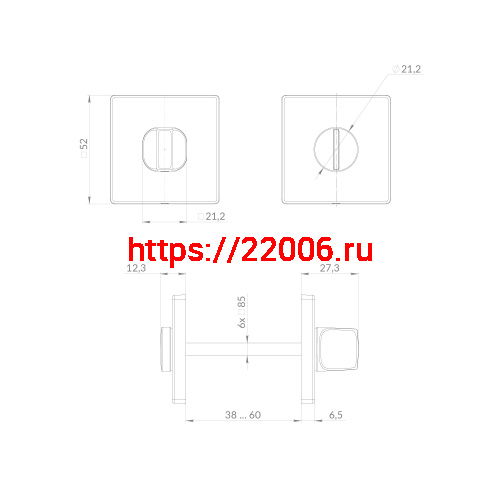 Ручка Punto (Пунто) поворотная BK6.K.EST.Q52 SSC-16 сатинированный хром фото 3 Ручка Punto (Пунто) поворотная BK6.K.EST.Q52 SSC-16 сатинированный хром фото 3