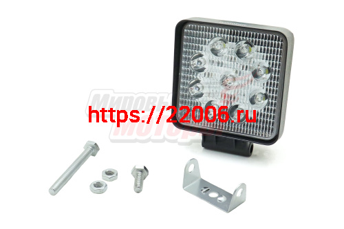 Фара светодиодная 27W 9 диодов SMD, 55мм квадрат. мет. корпус, ближний свет (Flood) Фара светодиодная 27W 9 диодов SMD, 55мм квадрат. мет. корпус, ближний свет (Flood)