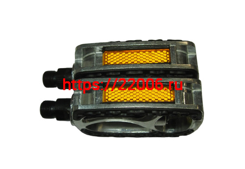 Педали Вело алюминий+резиновые вставки МТВ 121х74мм, катафот (EPD-29) фото 3