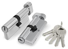 Цилиндровый Fuaro (Фуаро) механизм (100 ZM/70) 1000ZMKnob70(30+10+30) CP хром 5Key с вертушкой