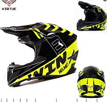Мотошлем VIRTUE MD-902 Кросс черно-желтый с надписью (M)