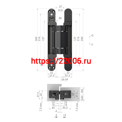 Петля Armadillo (Армадилло) скрытой установки U3D2200.VPG BL черный TECH фото 2 Петля Armadillo (Армадилло) скрытой установки U3D2200.VPG BL черный TECH фото 2