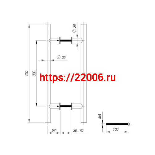 Ручка-скоба Fuaro (Фуаро) PULL.PH25/300.22 INOX 304 (PH-22-25/300-INOX) фото 4 Ручка-скоба Fuaro (Фуаро) PULL.PH25/300.22 INOX 304 (PH-22-25/300-INOX) фото 4