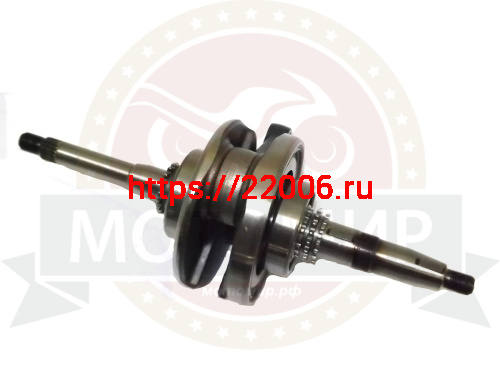 Коленвал 4х такт. GY6-125/150 с подшипниками + 2-е звезды (17 зуб) палец 15мм  (1601)