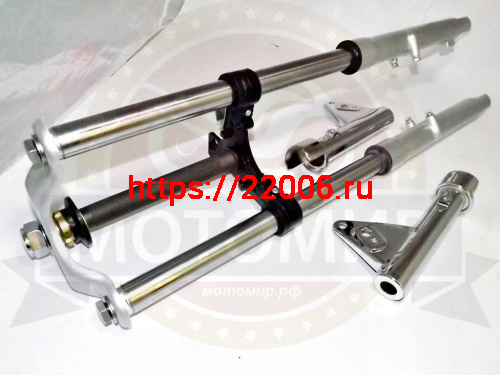 Вилка телескопическая передняя  FLASH в сборе (перо 27 мм) ось 10мм (барабанный тормоз) (НАБОР)