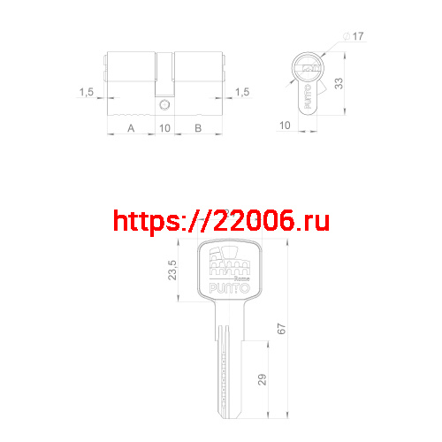 Цилиндровый Punto (Пунто) механизм Z3000Key100(30+10+60) СP хром фото 3 Цилиндровый Punto (Пунто) механизм Z3000Key100(30+10+60) СP хром фото 3
