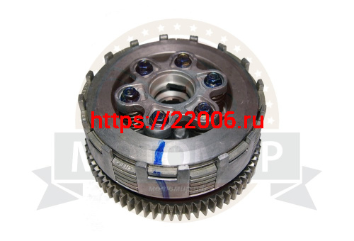 Барабан сцепления 166FMM в сборе (8 пазов+8 полупазов) 6 болтов 6 дисков 70Т (НАБОР)