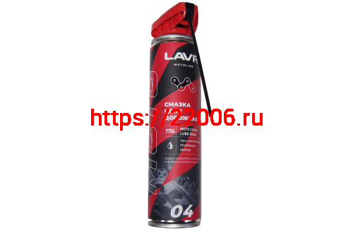 Смазка цепи LAVR МОТО прозрачная, для мотоциклов Дорожная c PTFE, аэрозоль 520 мл.Ln7704