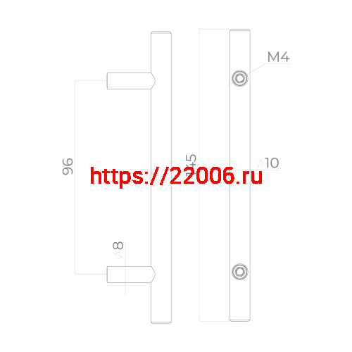 Ручка-скоба Ajax (Аякс) мебельная MB-H-005-96 мм SS нерж. фото 2 Ручка-скоба Ajax (Аякс) мебельная MB-H-005-96 мм SS нерж. фото 2