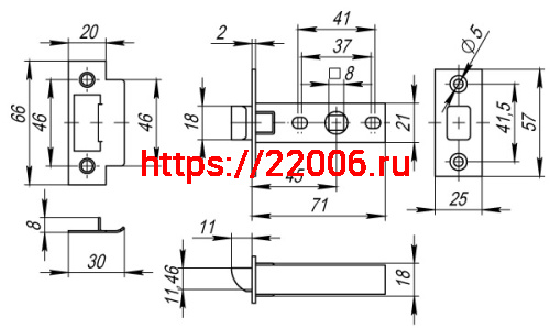 Защелка Fuaro (Фуаро) врезная PLASTP12-45-25 GP золото фото 3 Защелка Fuaro (Фуаро) врезная PLASTP12-45-25 GP золото фото 3