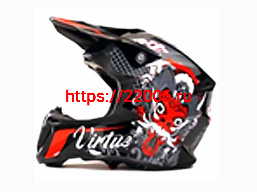 Мотошлем VIRTUE MD-902 Кросс черный с рисунком Дракон (XXL)