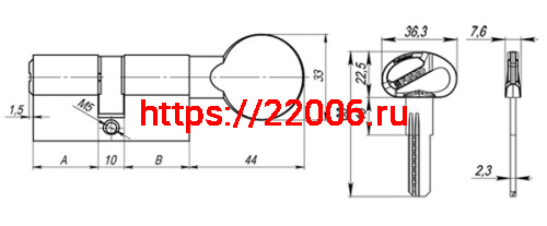 Цилиндровый Fuaro (Фуаро) механизм (D-PRO502/80) D-PRO5002Knob80(35+10+35) CP хром 5Key фото 3