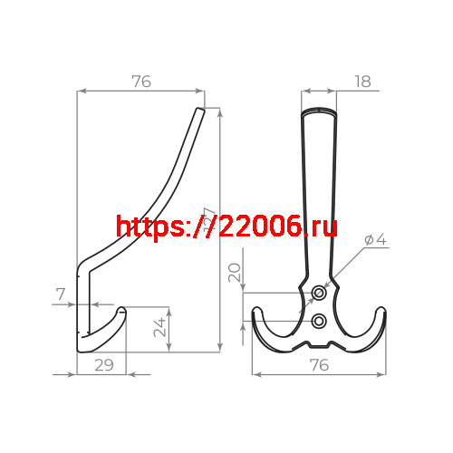 Крючок Ajax (Аякс) настенный MB-K-003 CP хром фото 2 Крючок Ajax (Аякс) настенный MB-K-003 CP хром фото 2