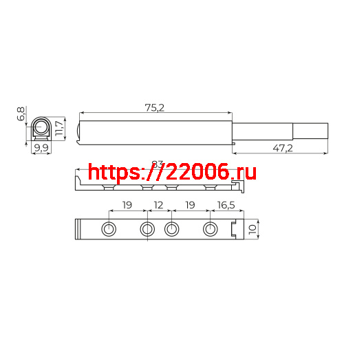 Толкатель Ajax (Аякс) мебельный пластиковый DMP-85/14M с магнитом Grey серый фото 2 Толкатель Ajax (Аякс) мебельный пластиковый DMP-85/14M с магнитом Grey серый фото 2