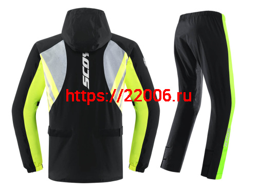 Дождевик SCOYCO RC09 черный с зеленым, р-р  M фото 2