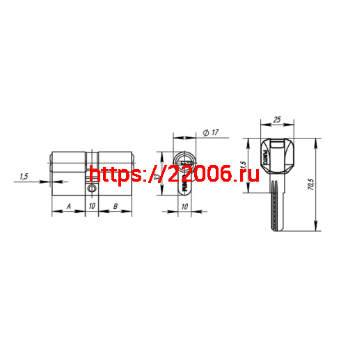 Цилиндровый Punto (Пунто) механизм MaxPro7000Key90mm(40+10+40) SN никель 7key фото 4
